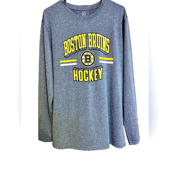Boston Bruins T Shirt Men Large 42/44 Adult Gray Long Sleeve Active NHL Hockey - Picture 2 of 4